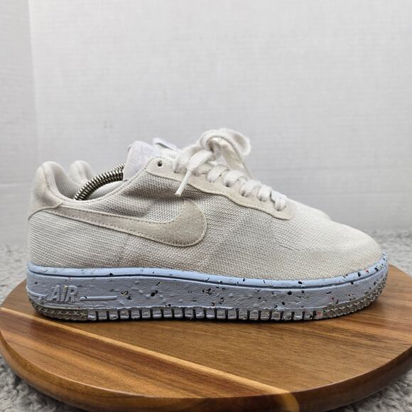 Nike Womens 9 Air Force 1 Low Crater Flyknit White Ice Blue Casual Daily Sneaker - Picture 3 of 12